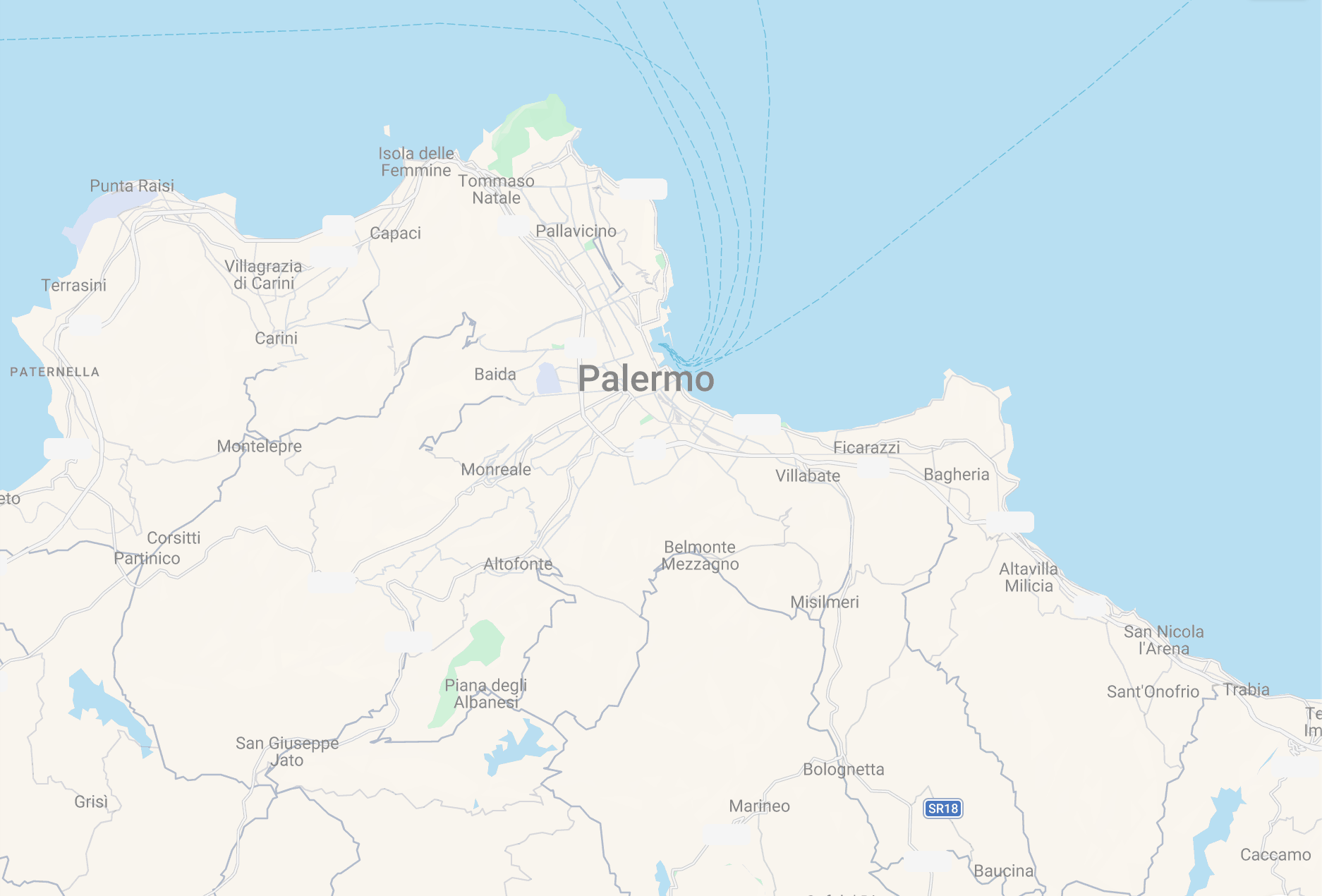 Placeholder: mappa stilizzata di Palermo e provincia con i 17 punti di accesso evidenziati
